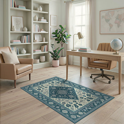 Blue Teal Persian Medallion No. 11 Area Rug