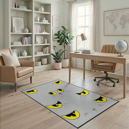 Grey Cat Eyes Kids Cartoon Area Rug