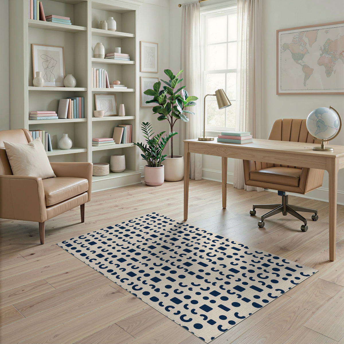 Navy Geometric Area Rug