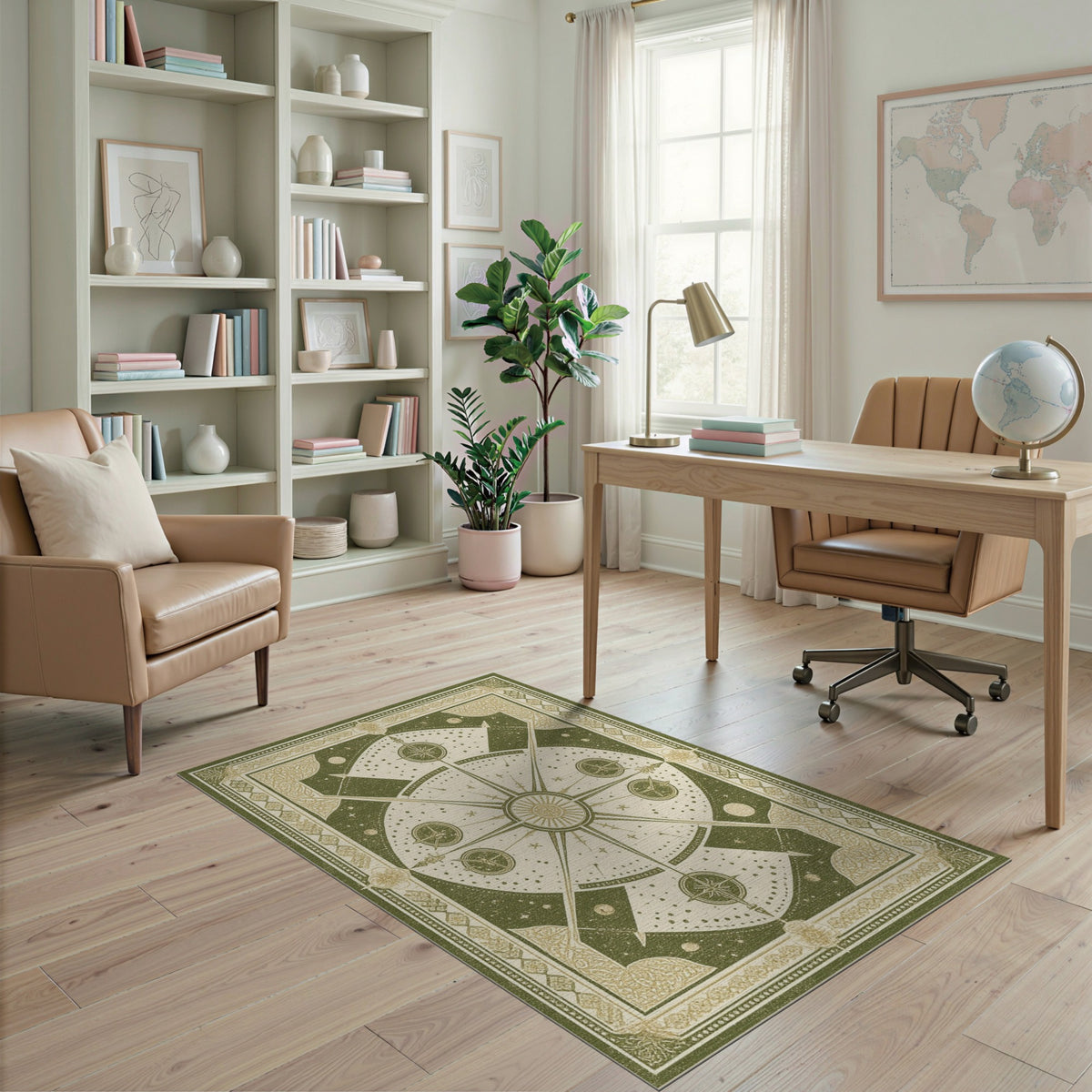 Green Heritage Celestial Compass Rug