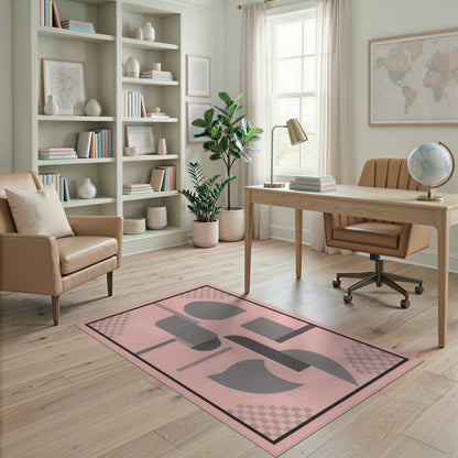 Geometric Modern Abstract Pink Geometric Abstract Area Rug