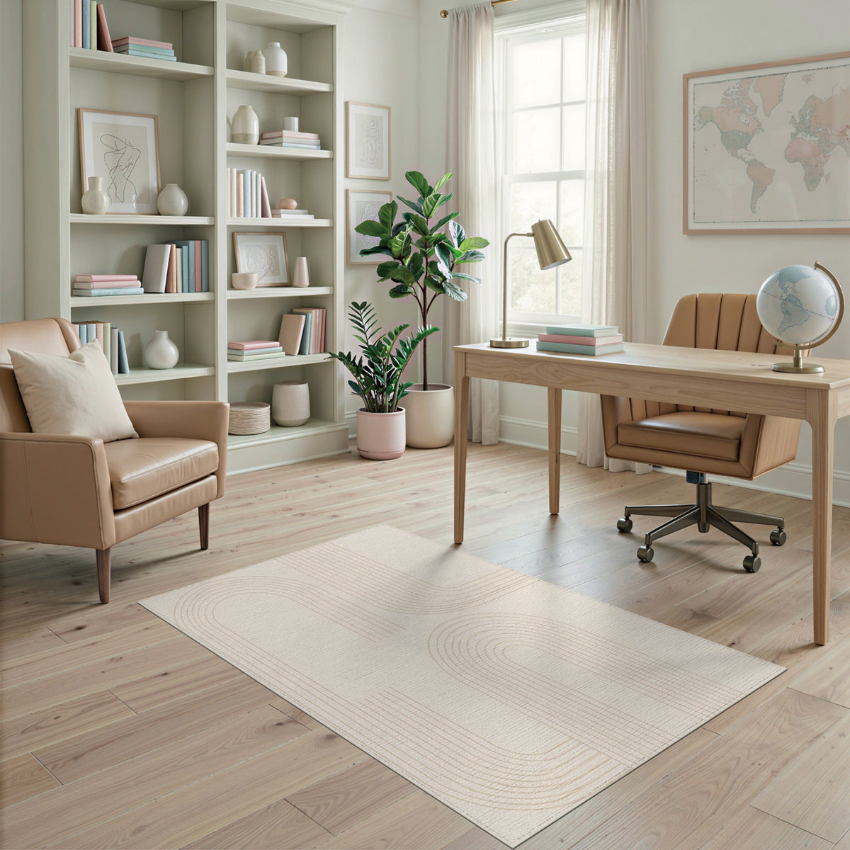 Beige Geometric Arch Geometric Modern Area Rug