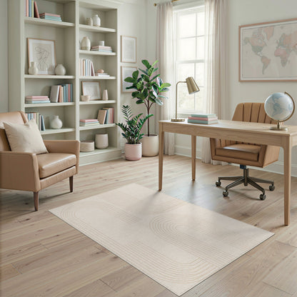 Beige Geometric Arch Geometric Modern Area Rug