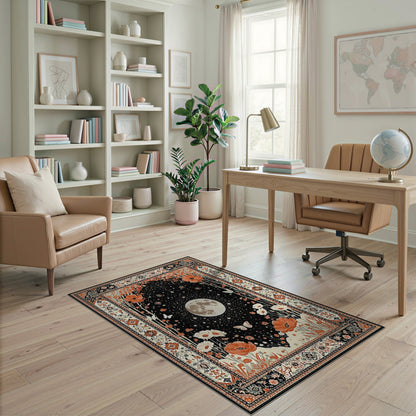 Starry Moon Poppy Floral Area Rug
