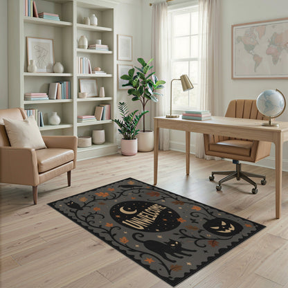 Unwelcome Halloween Black Cat Area Rug