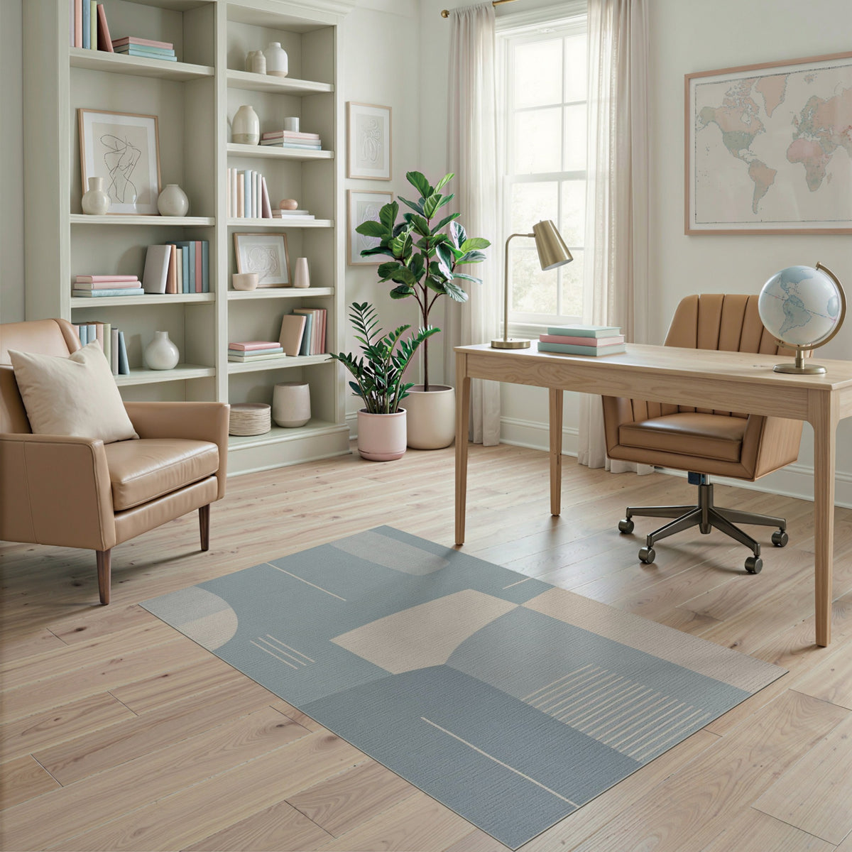 Modern Geometric Blue Area Rug