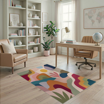 Abstract Area Vibrant Abstract Wave Multi-Color Area Rug