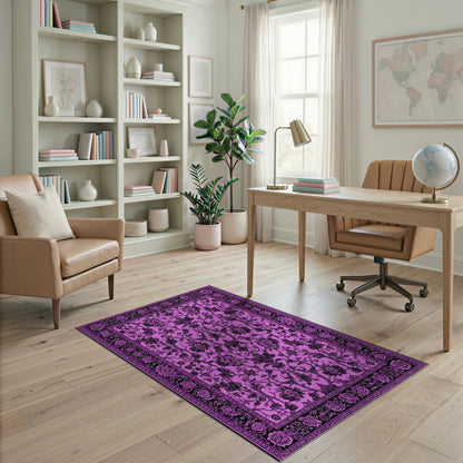 Purple Floral Vintage Area Rug