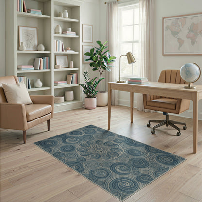 Blue Swirl Abstract Area Rug