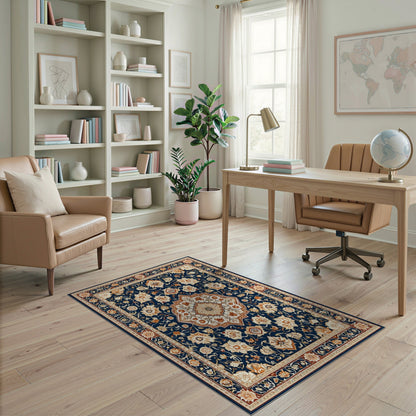 Medallion Navy Persian Floral Medallion Area Rug