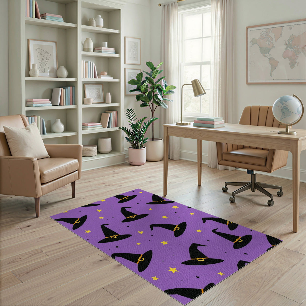 Purple Witch Hats Washable Area Rug