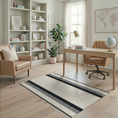 Black and White Vertical Black White Vertical Stripe Area Rug