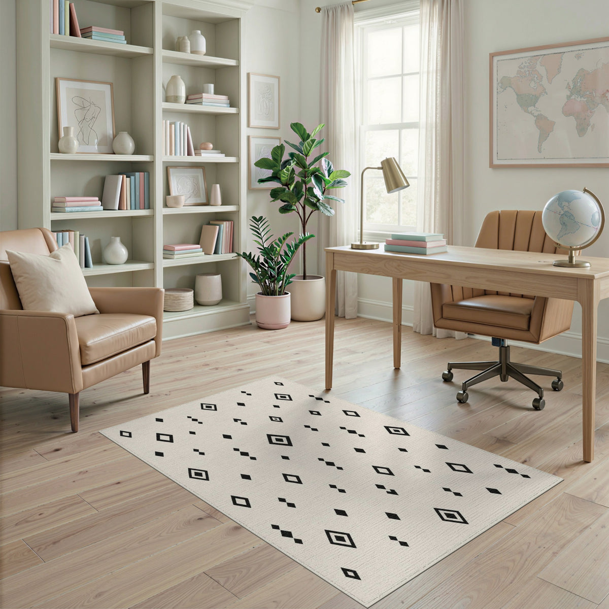 Geometric Modern Black Diamond Geometric Area Rug