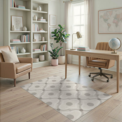 Beige Geometric Lattice Area Rug