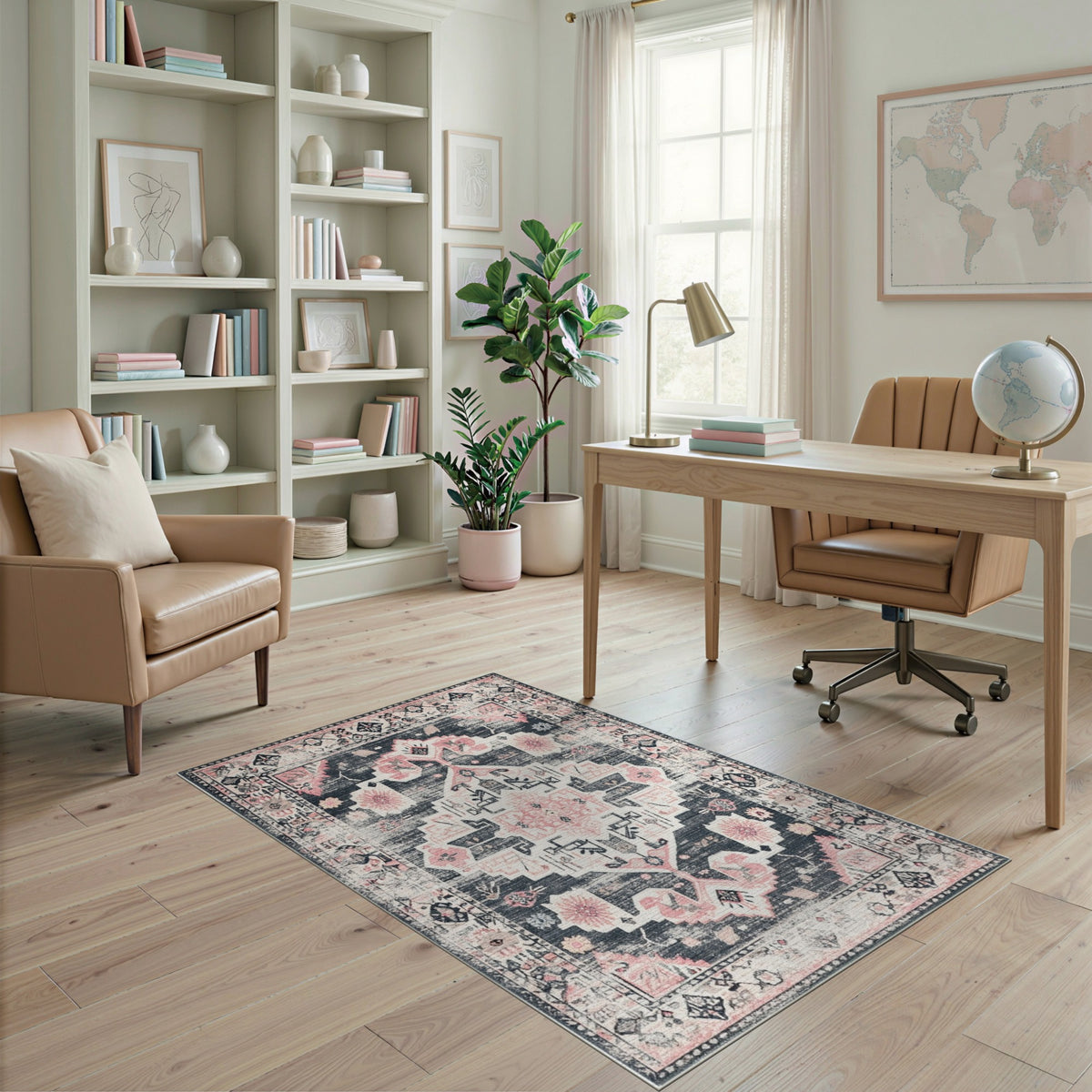 Pink Distressed Vintage Pink Area Rug