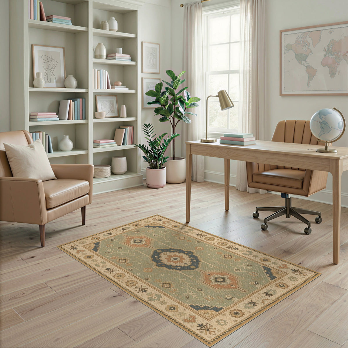 Blue Teal Heritage Medallion Area Rug