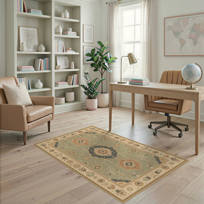 Blue Teal Heritage Medallion Area Rug