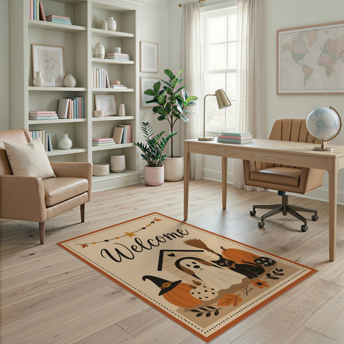 Halloween Welcome Dog and Cat Area Rug