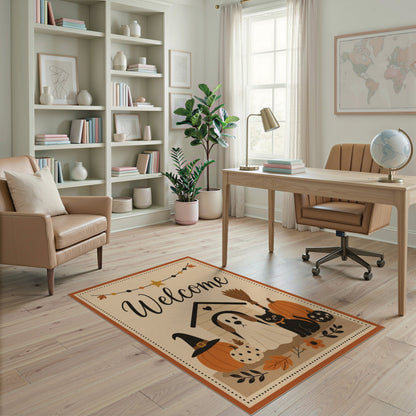 Halloween Welcome Dog and Cat Area Rug