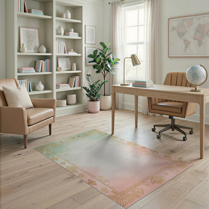 Pastel Gradient Tribal Border Rug