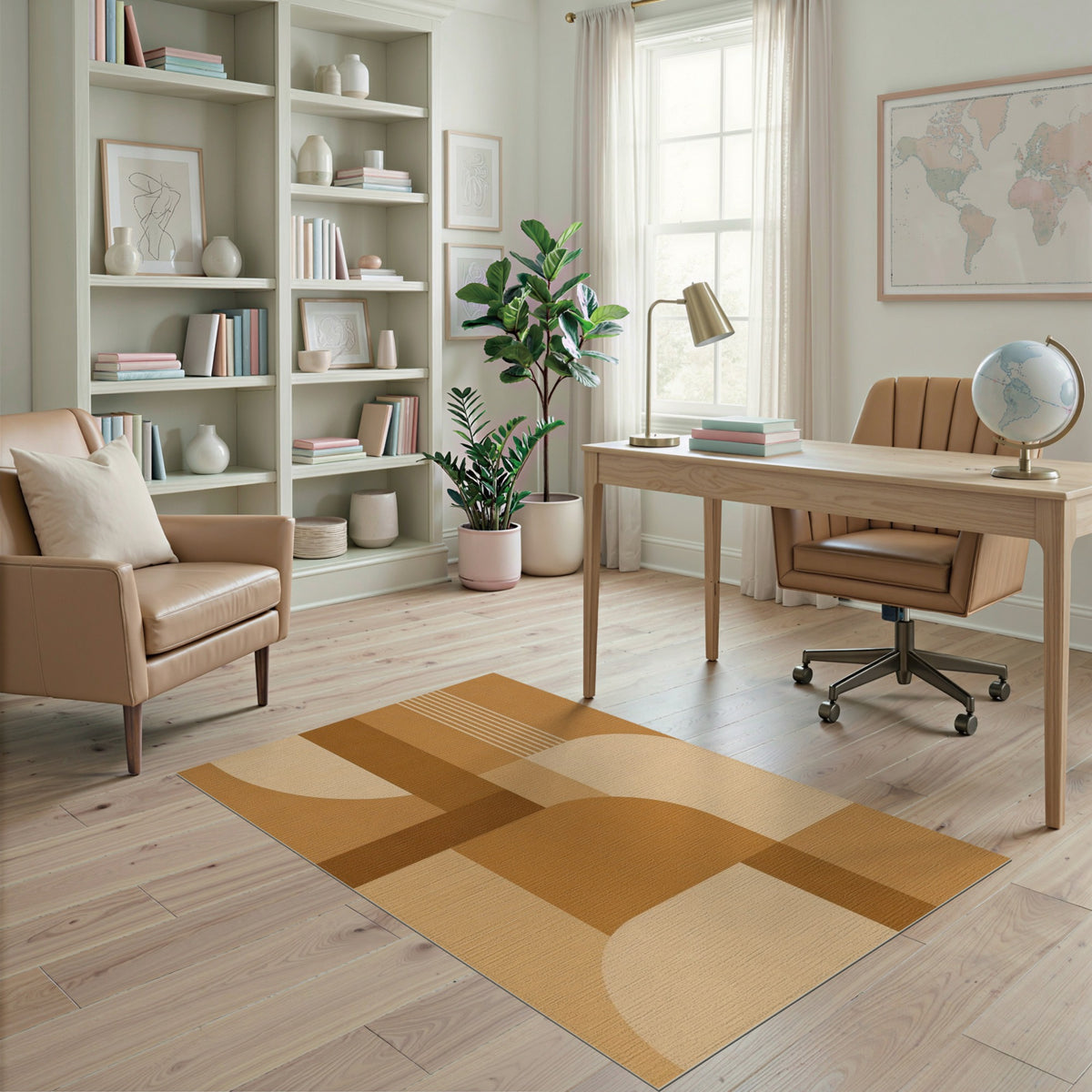 Geometric Modern Brown and Tan Geometric Brown Tan Area Rug