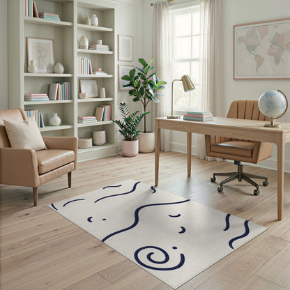 Abstract Area Blue and Teal Navy Abstract Wave Area Rug