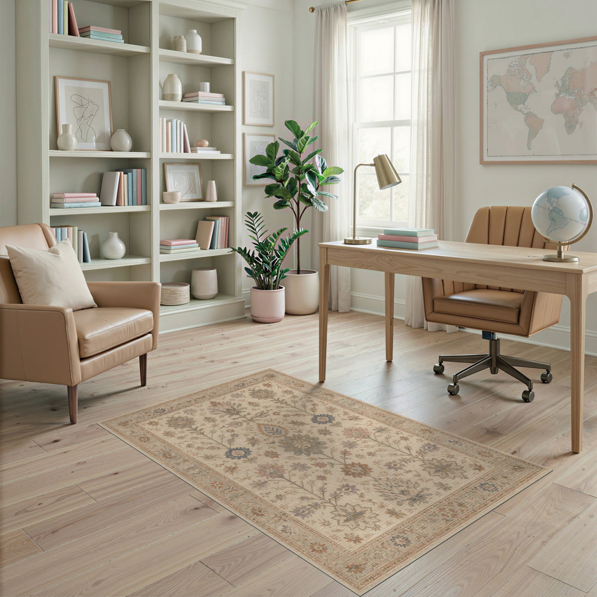 Beige Persian Floral Medallion Traditional Persian Area Rug