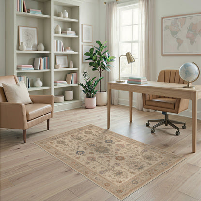 Beige Persian Floral Medallion Traditional Persian Area Rug
