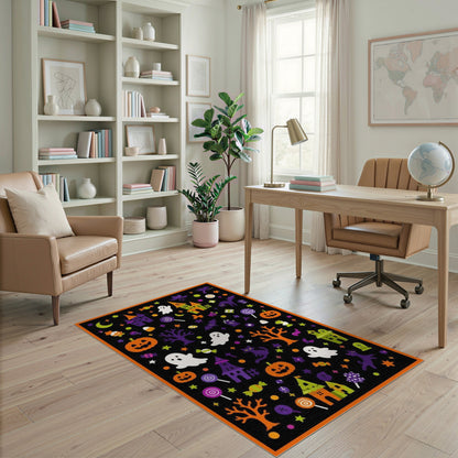 Halloween Multi-color and Patterns Spooky Halloween Kids Cartoon Area Rug