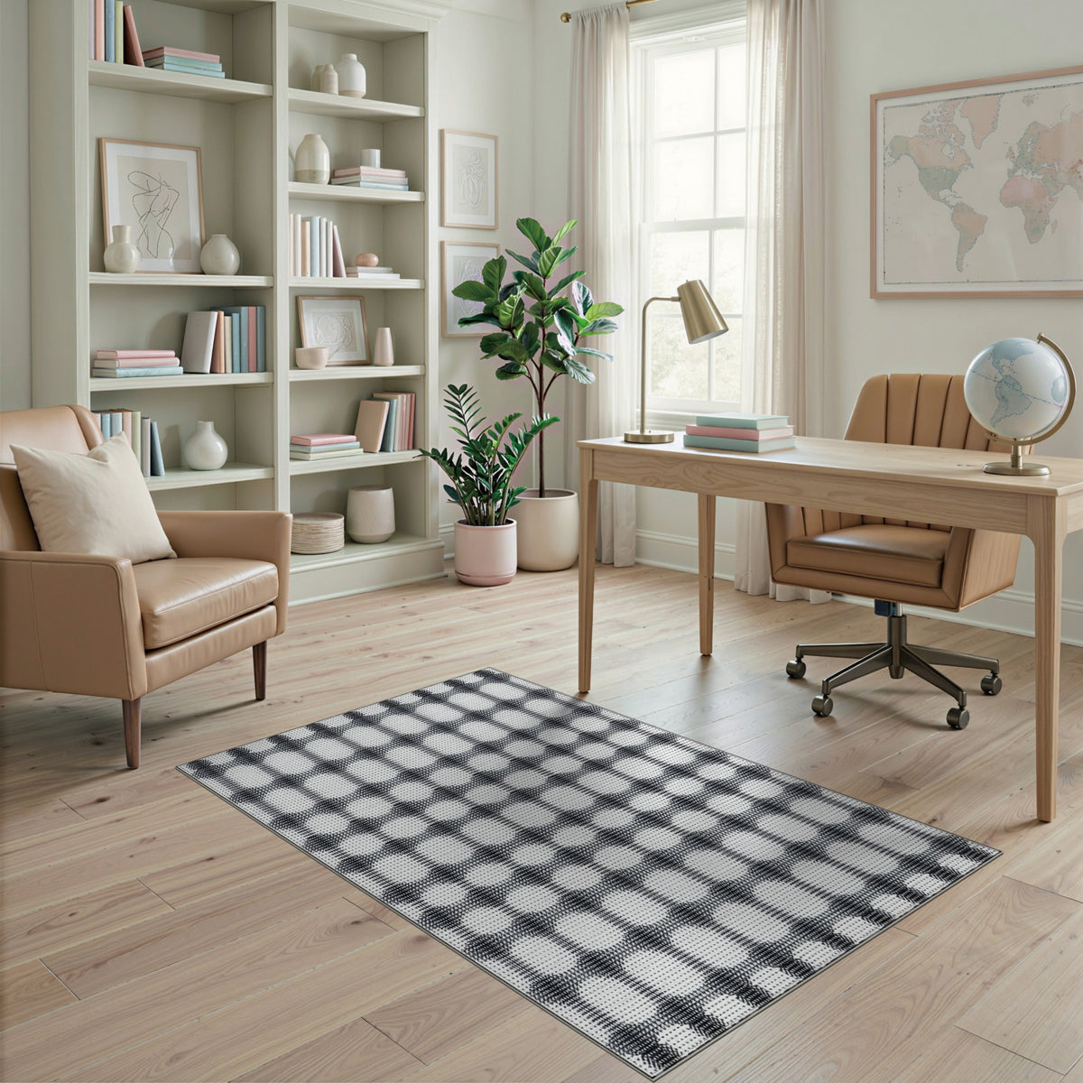 Black White Checkered Geometric No. 7 Area Rug