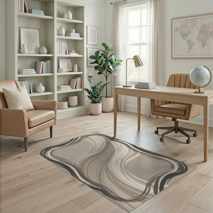 Abstract Area Beige and Neutral Beige Abstract Flow Area Rug