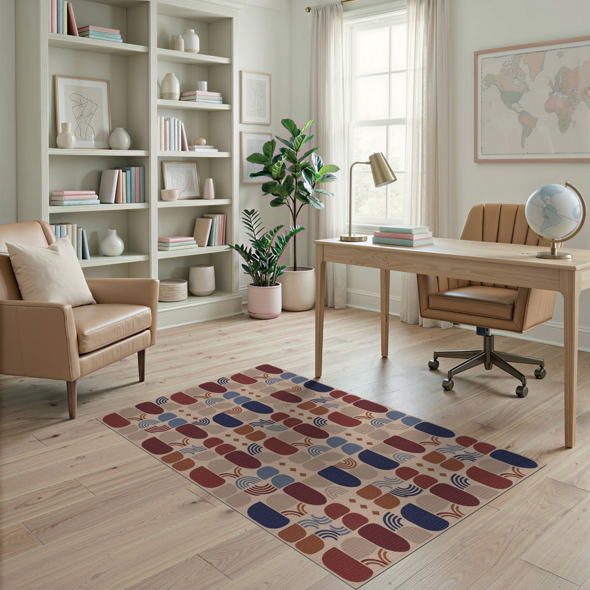 Geometric Arched Area Rug in Earth Tones