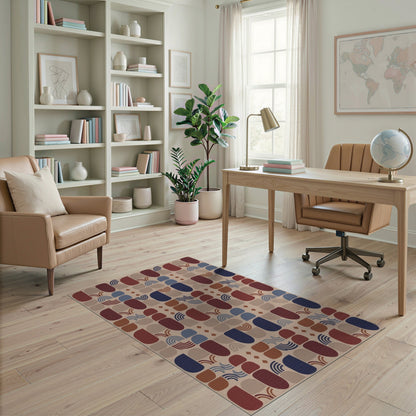 Geometric Arched Area Rug in Earth Tones