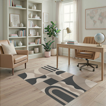 Beige and Neutral Geometric Modern Geometric Beige Area Rug