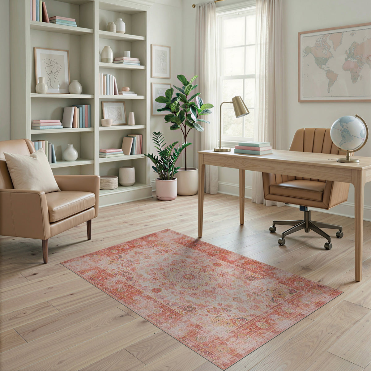 Red Floral Medallion Vintage Red Area Rug