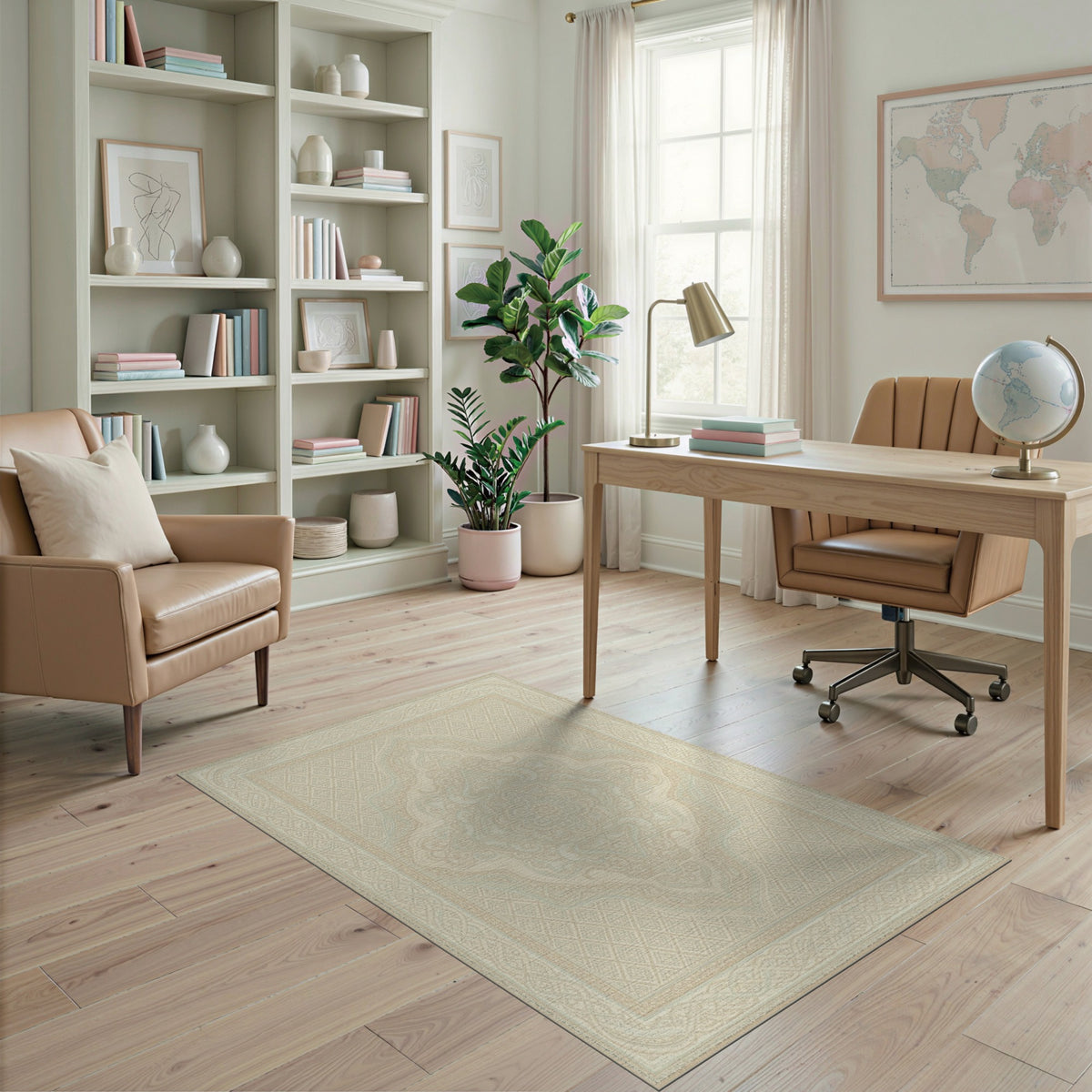 Beige Persian Medallion Area Rug