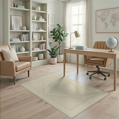Beige Persian Medallion Area Rug