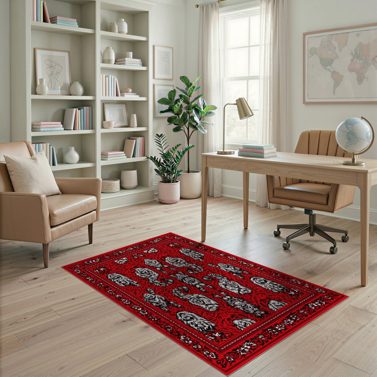 Red Monkey Bandana Area Rug