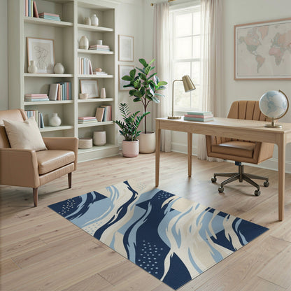 Wave Blue Abstract Wave Area Rug