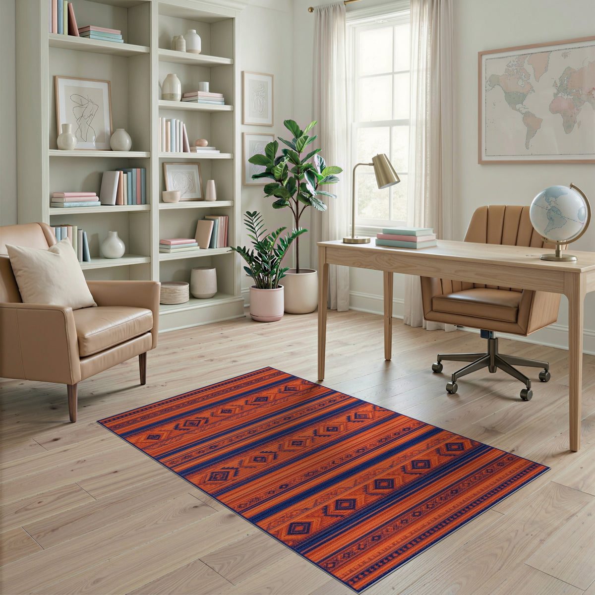 Orange Heritage Tribal Stripe Area Rug