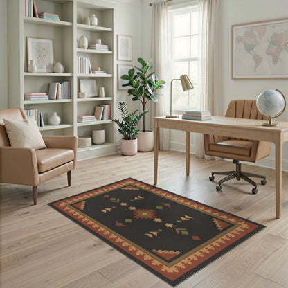 Southwestern Geometric Brown and Tan Area Rug