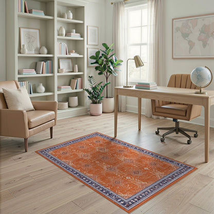 Orange Geometric Tribal Area Rug