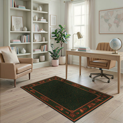 Green Mythical Border Area Rug