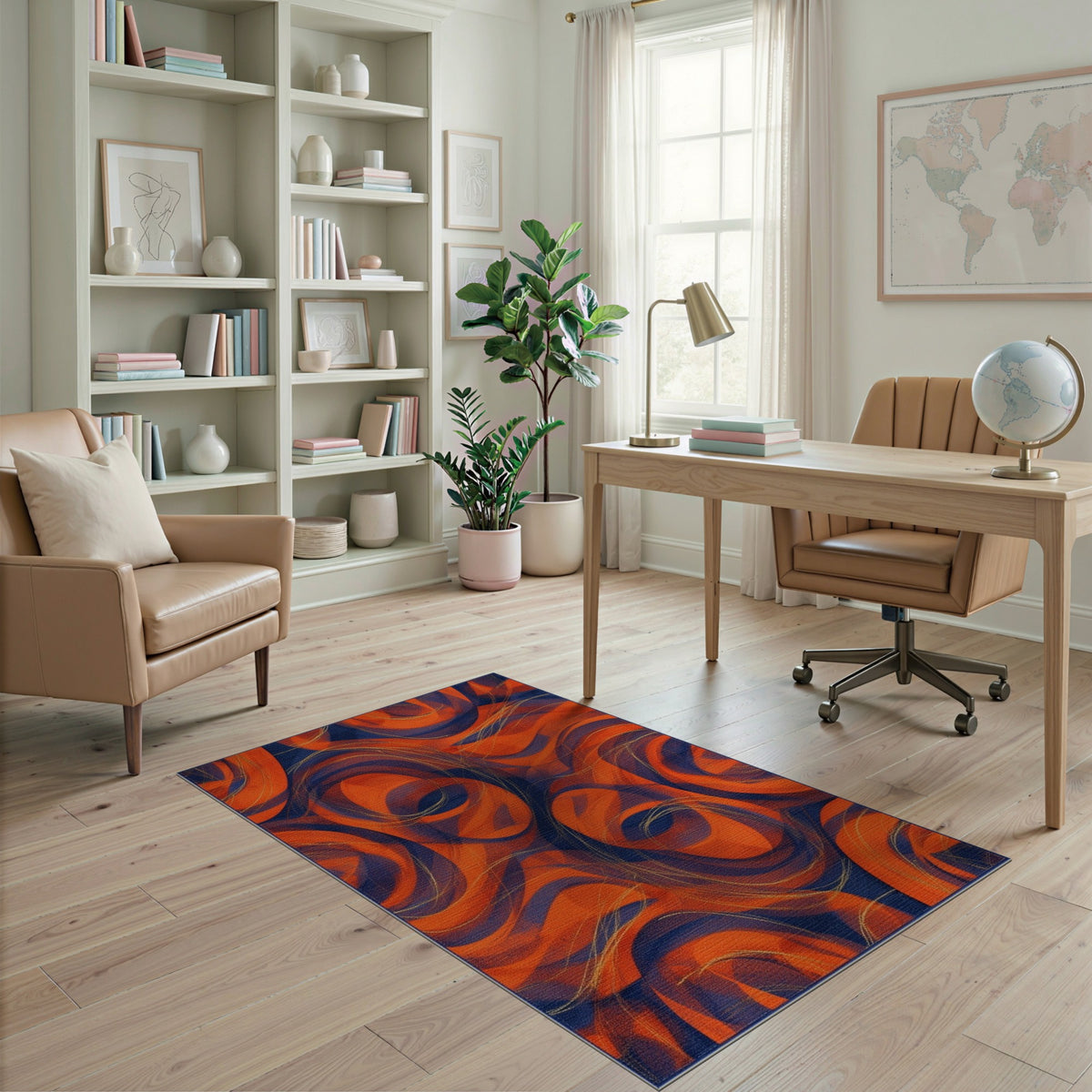 Orange Swirl Abstract No. 3 Area Rug