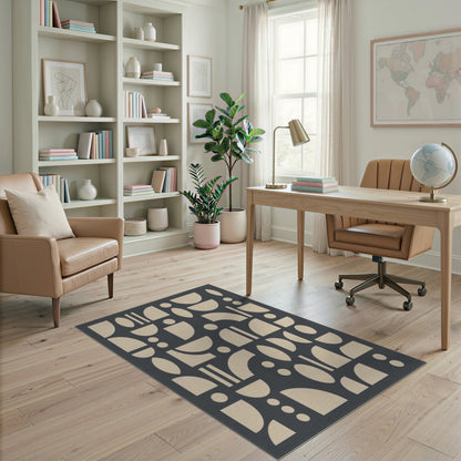 Beige Geometric Modern Area Rug