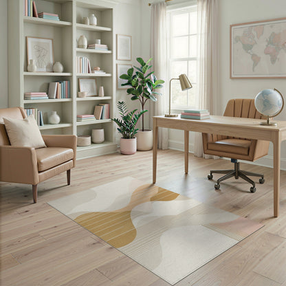 Beige Abstract Wave Area Rug