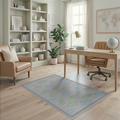 Kids Cartoon Multi-color and Patterns Dinosaur Friends Kids Area Rug