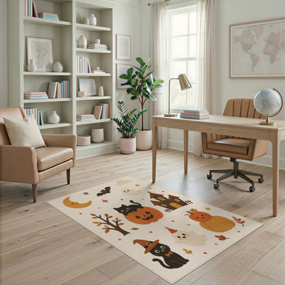 Cute Halloween Cat Pumpkin Kids Area Rug
