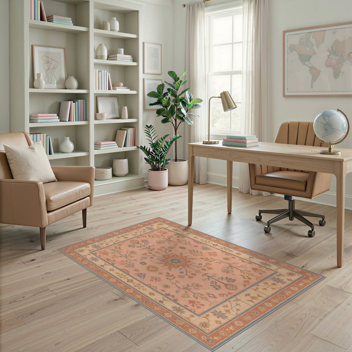Pink Floral Medallion Floral Vintage Area Rug