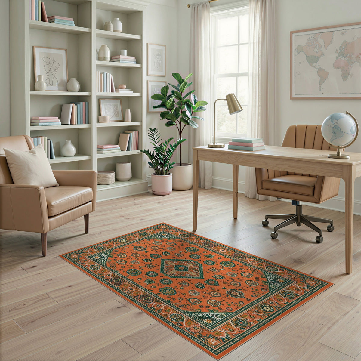 Orange Persian Medallion No. 19 Area Rug